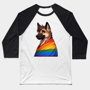 LGBTQ Rainbow Pride Furry German Shepherd Baseball T-Shirt